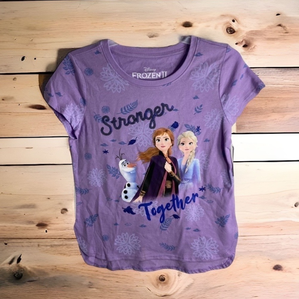 Frozen II Short Sleeve T-shirt NWT Medium or XL Disney Kids Girls Purple